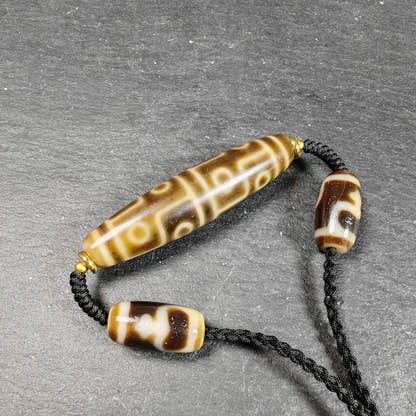 12 Eyes Dzi Bead Necklace Tibetan Protection Charm for Courage and Fame - Tibetan Buddhist bead necklace, view 8