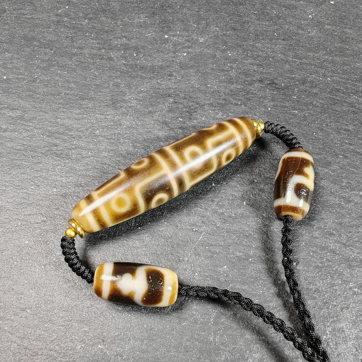 12 Eyes Dzi Bead Necklace Tibetan Protection Charm for Courage and Fame - Tibetan Buddhist bead necklace, view 8