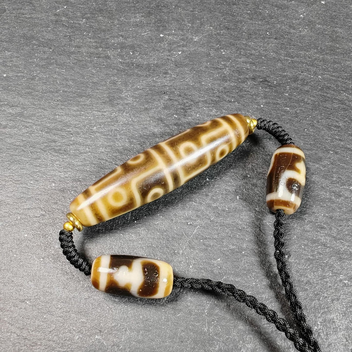 Vintage 12 Eyes Dzi Bead Necklace | Tibetan Dzi Jewelry | Protection Charm for Courage and Fame | Spiritual Gift | 54*13mm