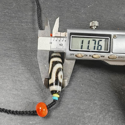 Vintage 2 Eyes Dzi Bead Necklace - Tibetan Buddhist bead necklace, view 11
