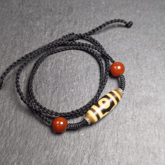 Vintage 3 Eyes Dzi Bead Necklace | Tibetan Dzi Amulet 30*11mm Gandhanra-ART