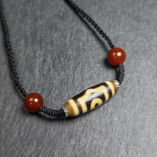 Vintage 3 Eyes Dzi Bead Necklace | Tibetan Dzi Amulet 30*11mm Gandhanra-ART