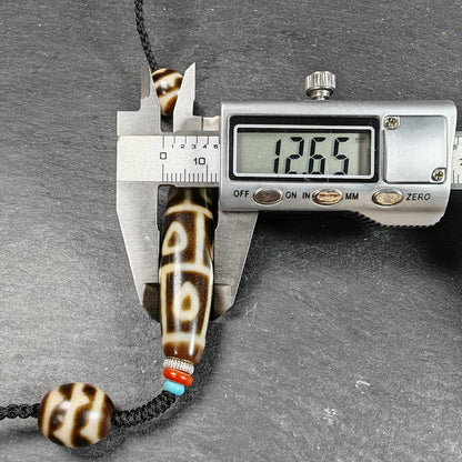 Vintage 9 Eyes Bodhi Dzi Bead Necklace | Tibetan Dzi Jewelry | Protection Charm for Supremacy & Completeness | Spiritual Gift | 54*12mm
