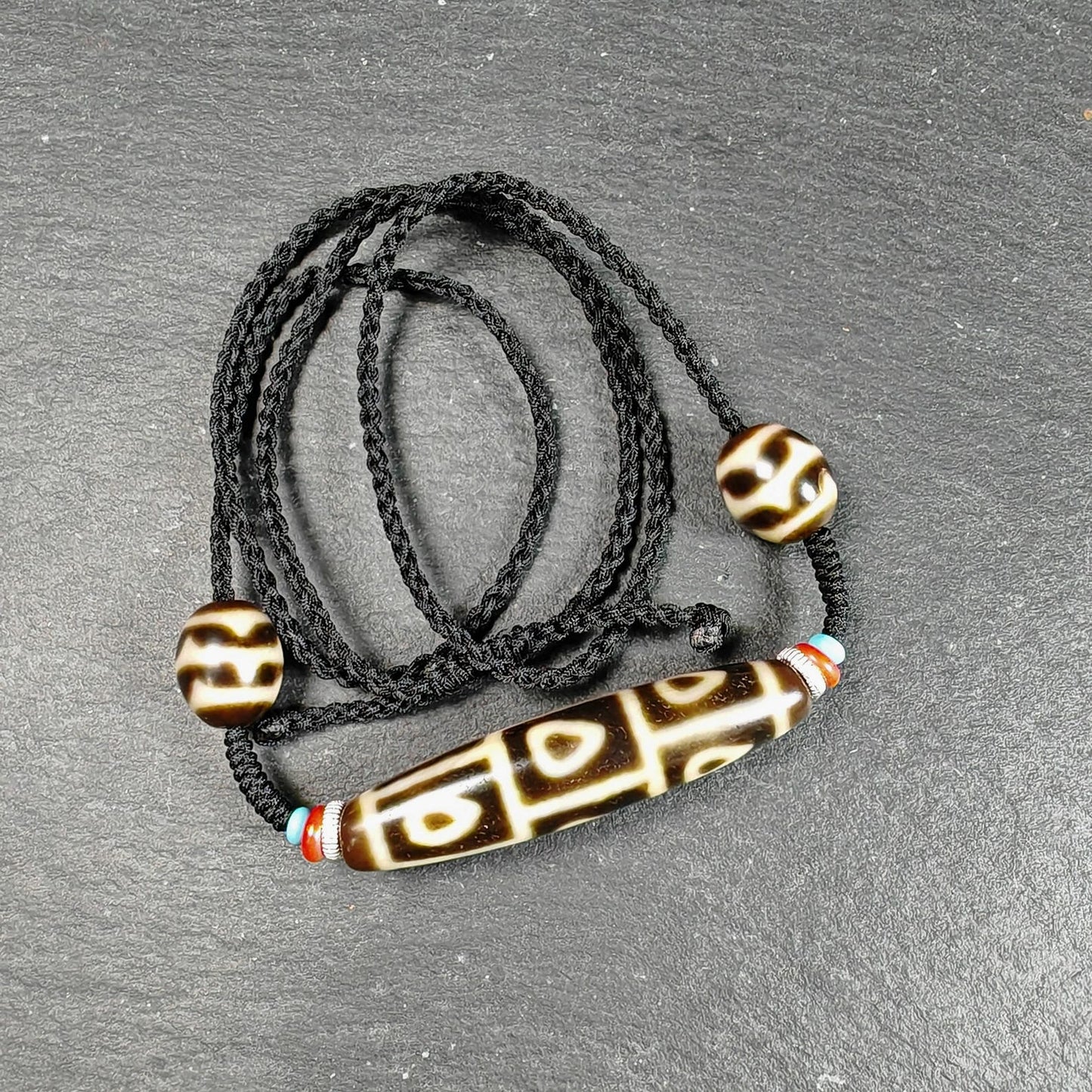 Vintage 9 Eyes Bodhi Dzi Bead Necklace | Tibetan Dzi Jewelry | Protection Charm for Supremacy & Completeness | Spiritual Gift | 54*12mm