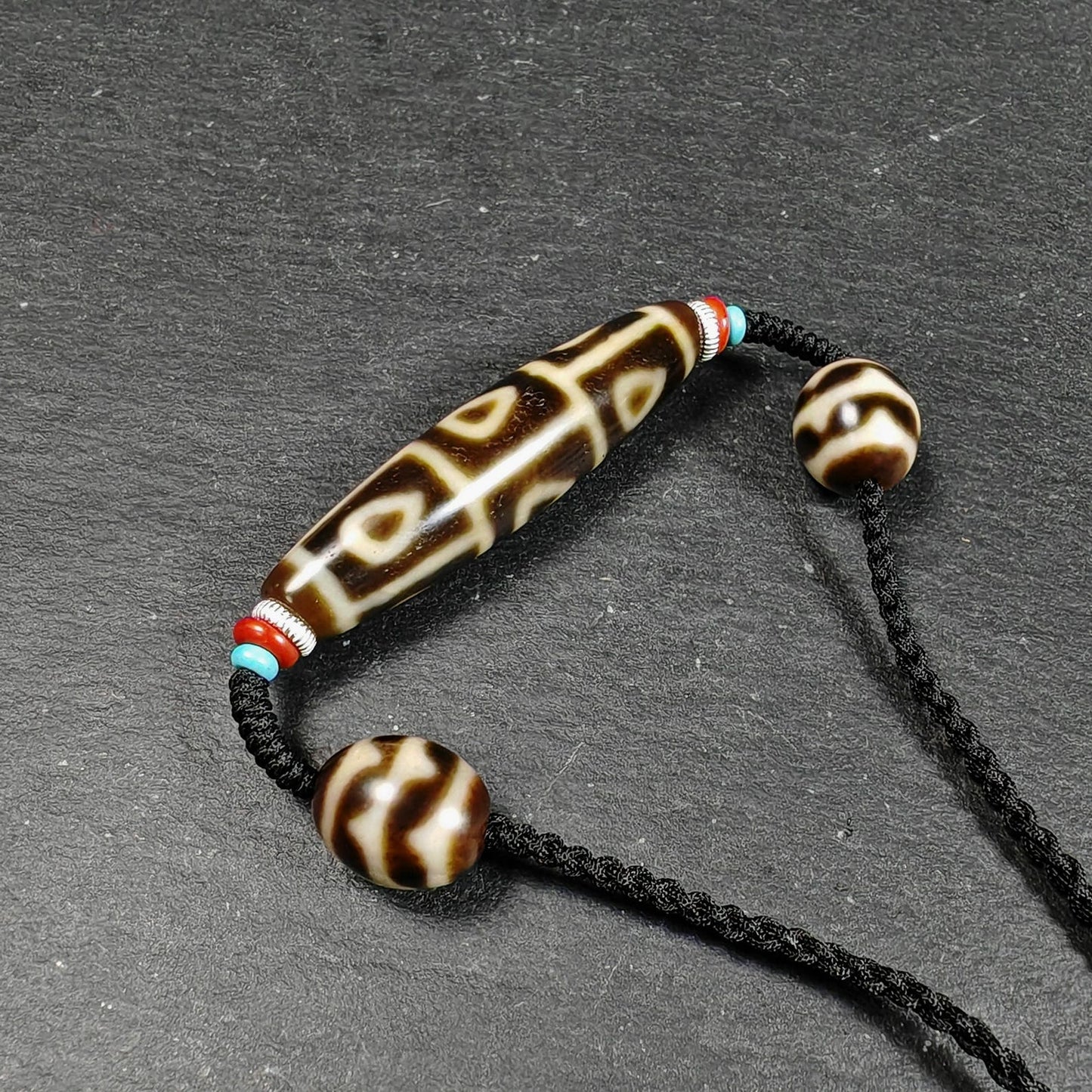 Vintage 9 Eyes Bodhi Dzi Bead Necklace | Tibetan Dzi Jewelry | Protection Charm for Supremacy & Completeness | Spiritual Gift | 54*12mm