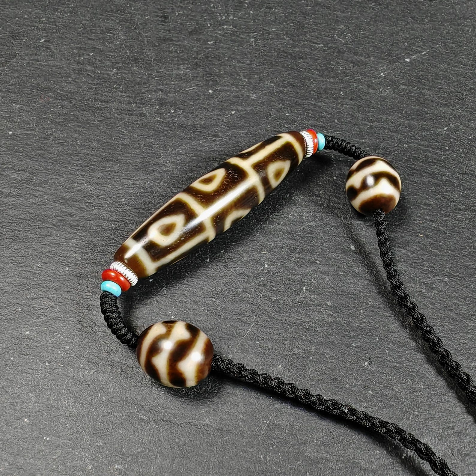Vintage 9 Eyes Bodhi Dzi Bead Necklace | Tibetan Dzi Jewelry | Protection Charm for Supremacy & Completeness | Spiritual Gift | 54*12mm