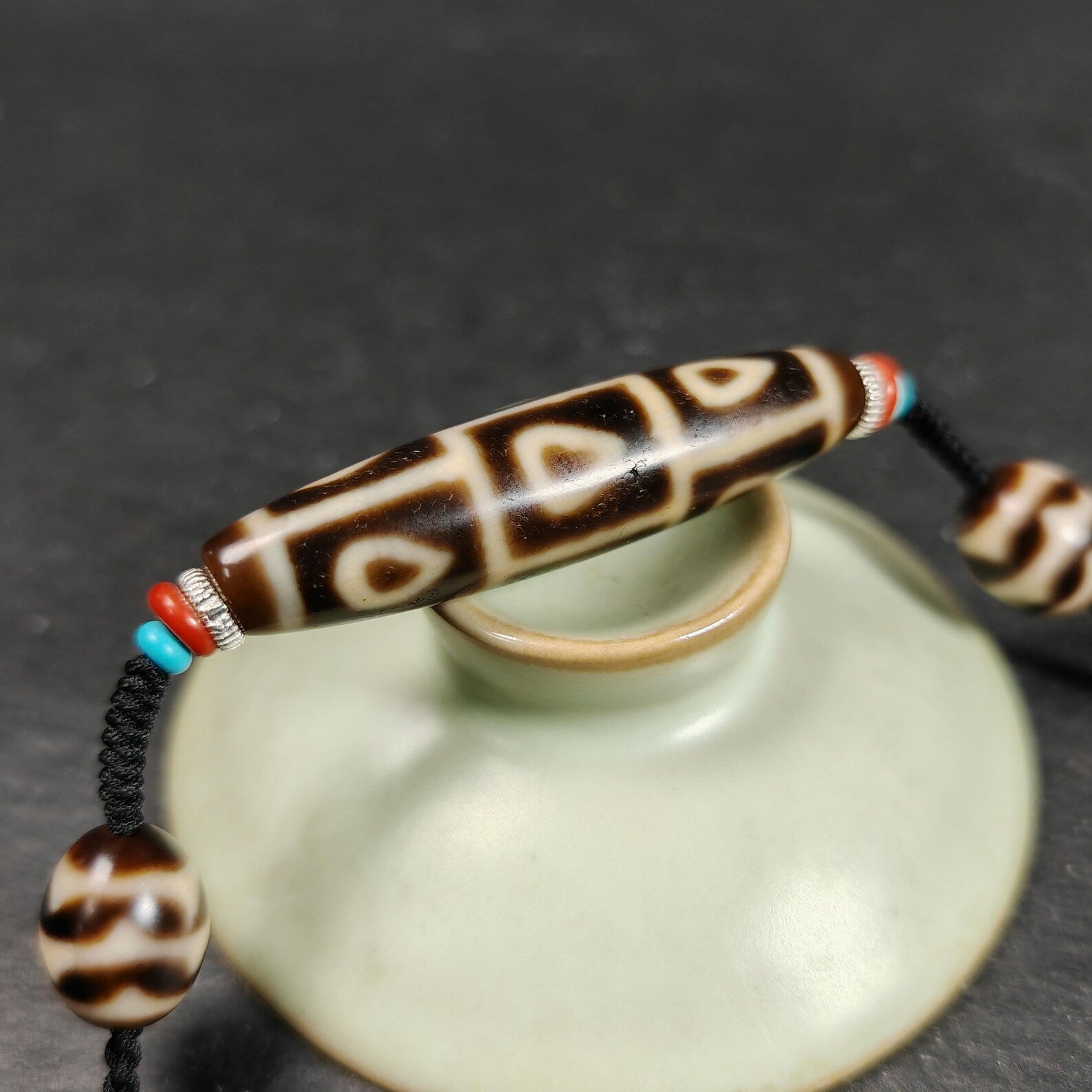 Vintage 9 Eyes Bodhi Dzi Bead Necklace | Tibetan Dzi Jewelry | Protection Charm for Supremacy & Completeness | Spiritual Gift | 54*12mm
