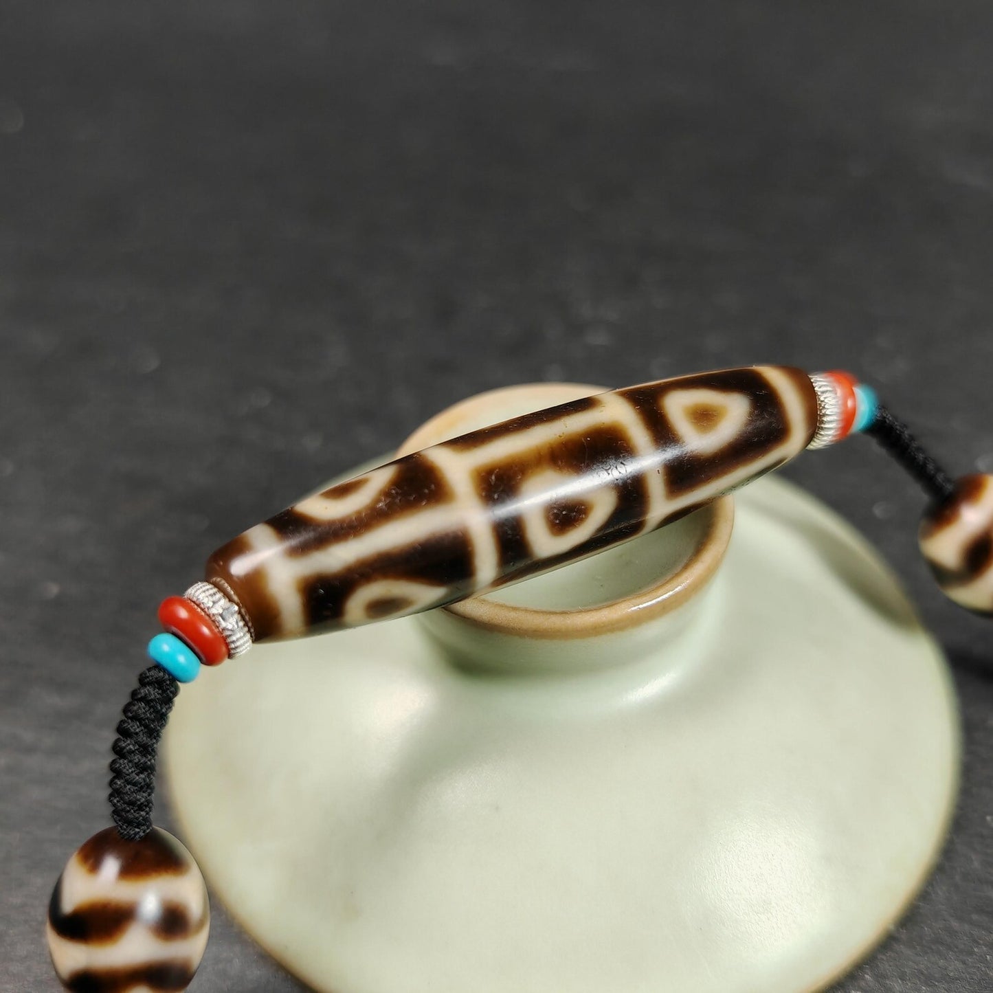 Vintage 9 Eyes Bodhi Dzi Bead Necklace | Tibetan Dzi Jewelry | Protection Charm for Supremacy & Completeness | Spiritual Gift | 54*12mm
