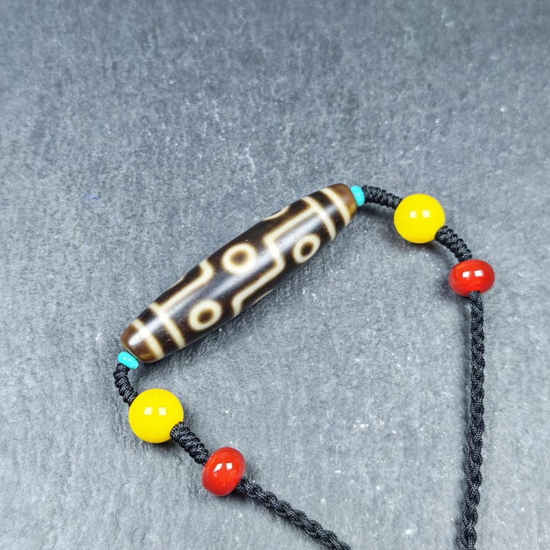 Vintage 9 Eyes Dzi Bead Necklace | Tibetan Dzi Amulet 54*13mm Gandhanra-ART