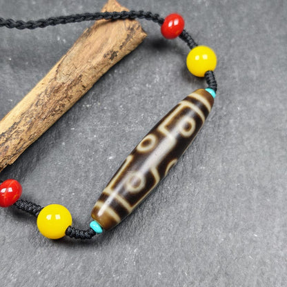 Vintage 9 Eyes Dzi Bead Necklace | Tibetan Dzi Amulet 54*13mm Gandhanra-ART