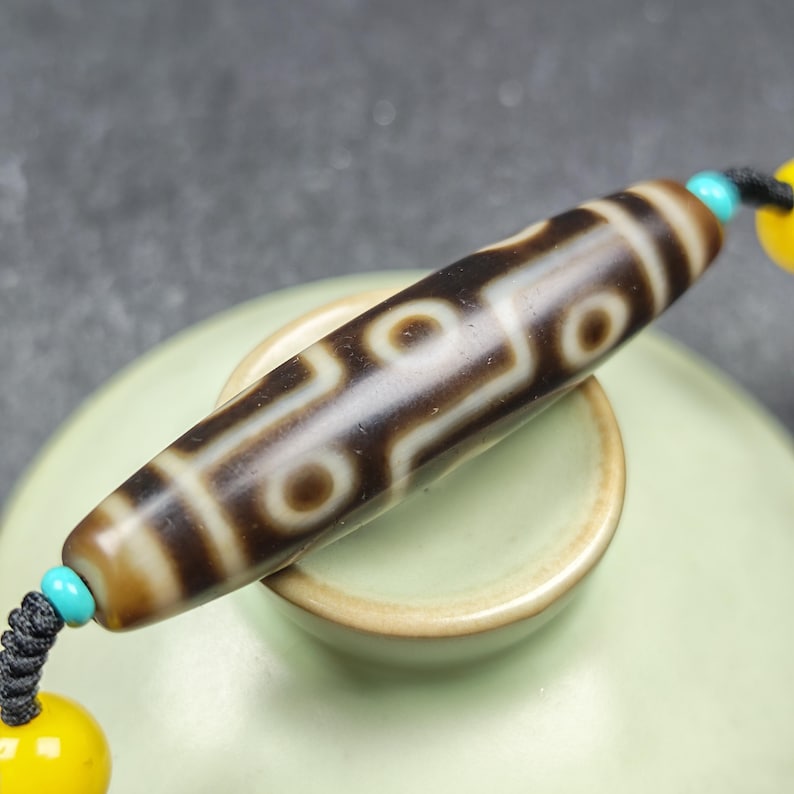 Vintage 9 Eyes Dzi Bead Necklace | Tibetan Dzi Amulet 54*13mm Gandhanra-ART