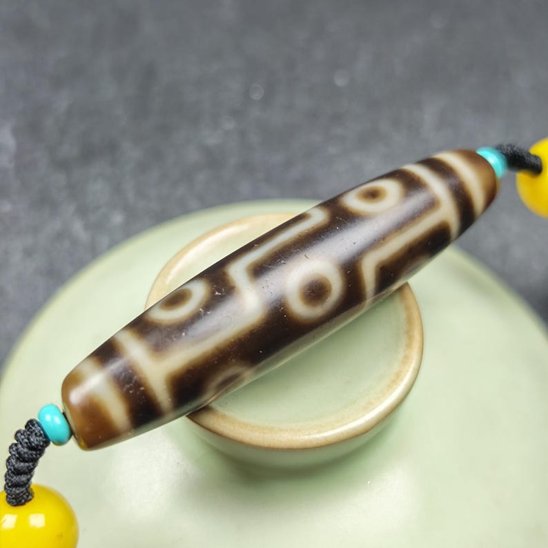 Vintage 9 Eyes Dzi Bead Necklace | Tibetan Dzi Amulet 54*13mm Gandhanra-ART