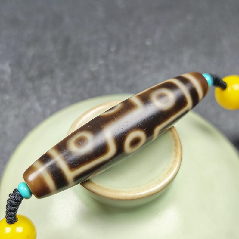 Vintage 9 Eyes Dzi Bead Necklace | Tibetan Dzi Amulet 54*13mm Gandhanra-ART
