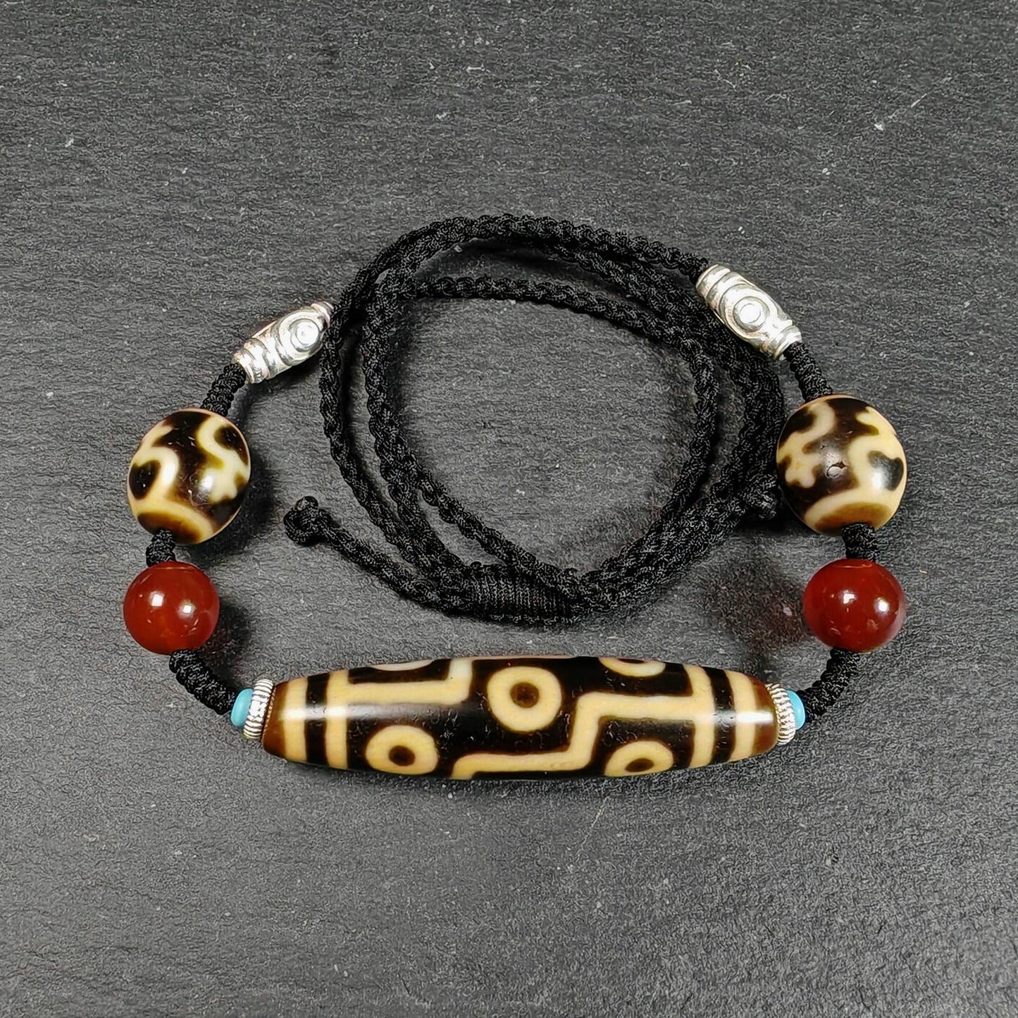 Vintage 9 Eyes Dzi Bead Necklace | Tibetan Dzi Jewelry | Protection Charm for Ultimate & Compassion | Spiritual Gift | 54*13mm