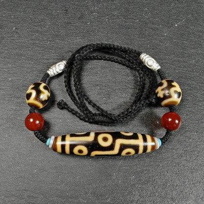 Vintage 9 Eyes Dzi Bead Necklace | Tibetan Dzi Jewelry | Protection Charm for Ultimate & Compassion | Spiritual Gift | 54*13mm