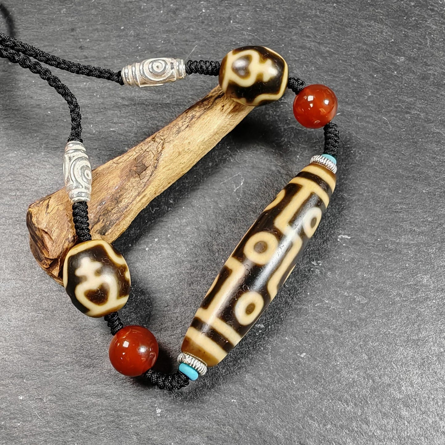 Vintage 9 Eyes Dzi Bead Necklace | Tibetan Dzi Jewelry | Protection Charm for Ultimate & Compassion | Spiritual Gift | 54*13mm