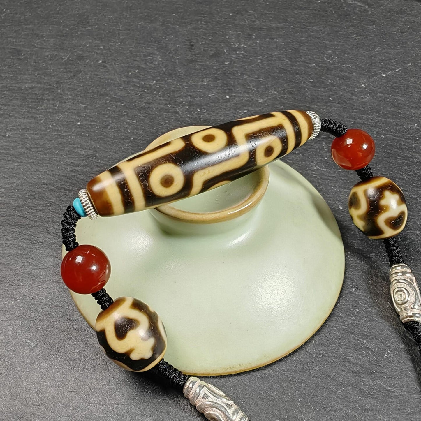 Vintage 9 Eyes Dzi Bead Necklace | Tibetan Dzi Jewelry | Protection Charm for Ultimate & Compassion | Spiritual Gift | 54*13mm