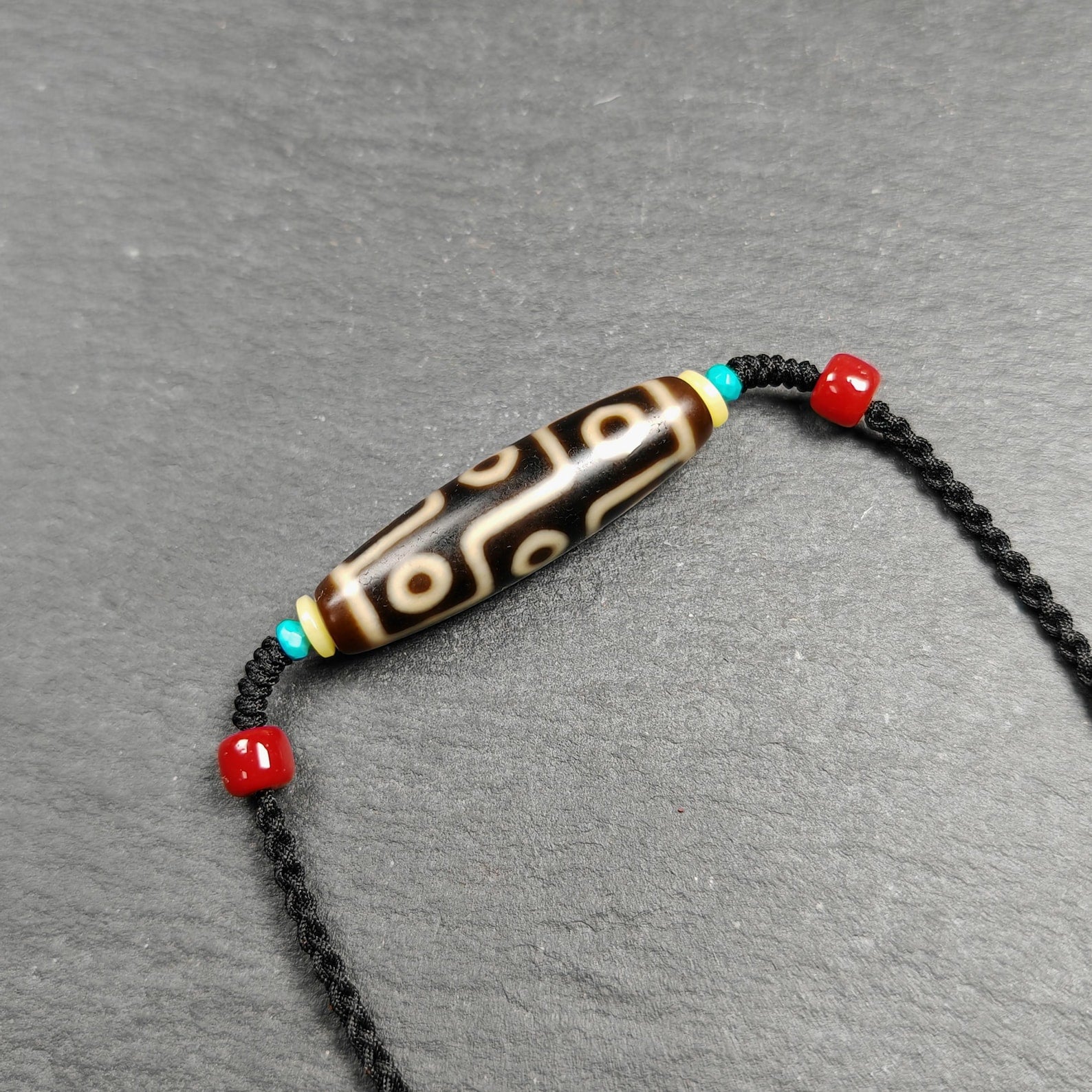 Vintage 9 Eyes Dzi Bead Necklace | Tibetan Jewelry | Protection Charm for Ultimate & Compassion | Spiritual Gift | 41*11mm