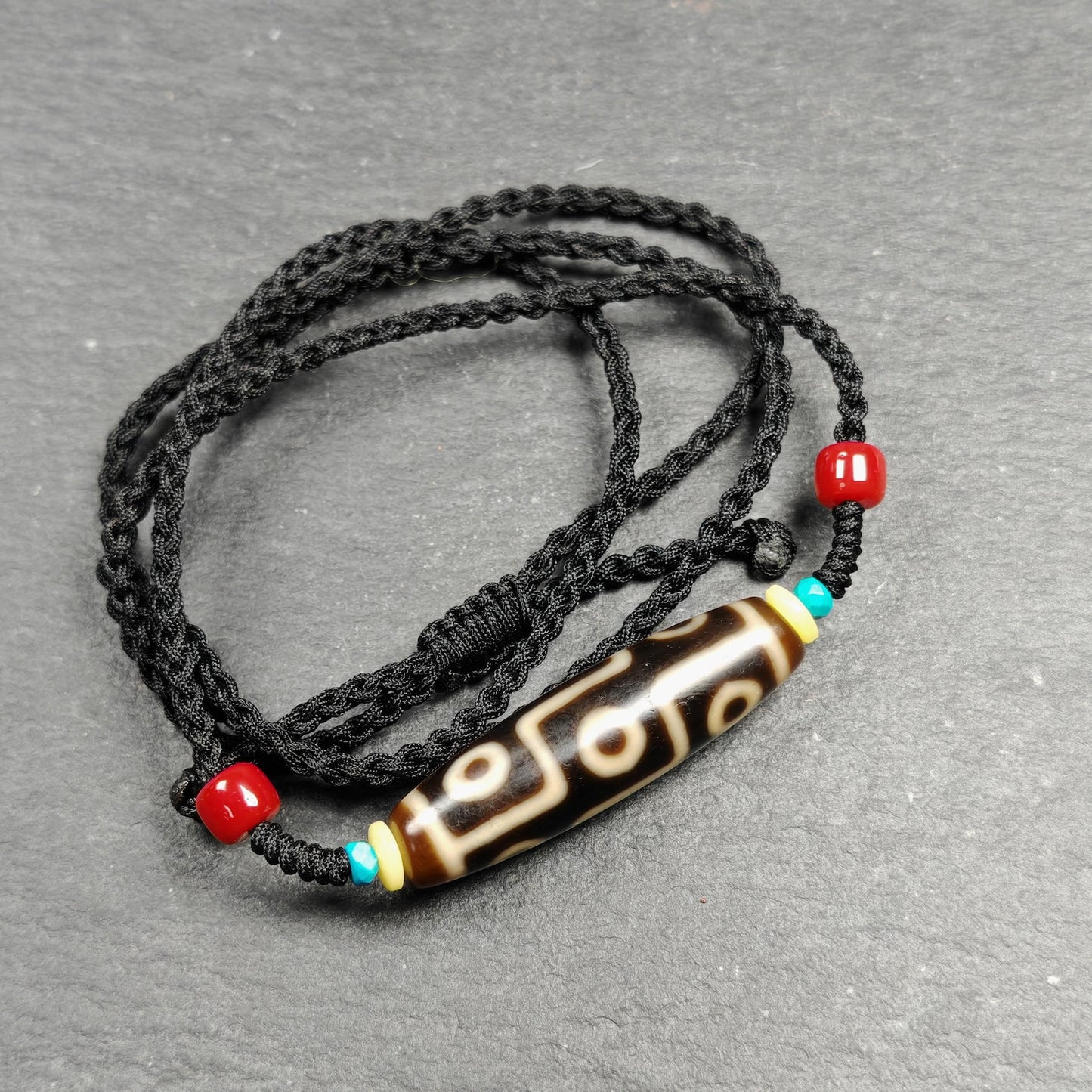 Vintage 9 Eyes Dzi Bead Necklace | Tibetan Jewelry | Protection Charm for Ultimate & Compassion | Spiritual Gift | 41*11mm