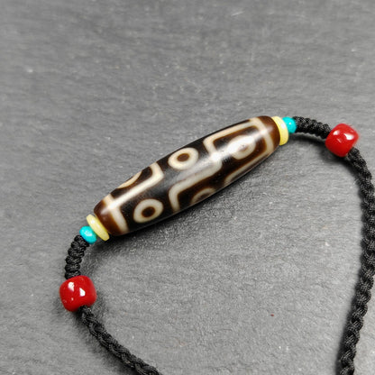 Vintage 9 Eyes Dzi Bead Necklace | Tibetan Jewelry | Protection Charm for Ultimate & Compassion | Spiritual Gift | 41*11mm