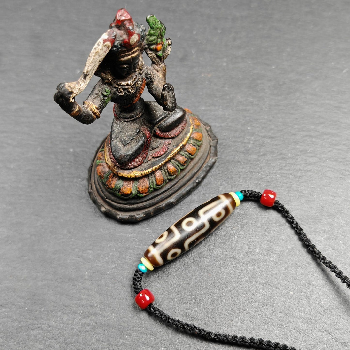 Vintage 9 Eyes Dzi Bead Necklace | Tibetan Jewelry | Protection Charm for Ultimate & Compassion | Spiritual Gift | 41*11mm