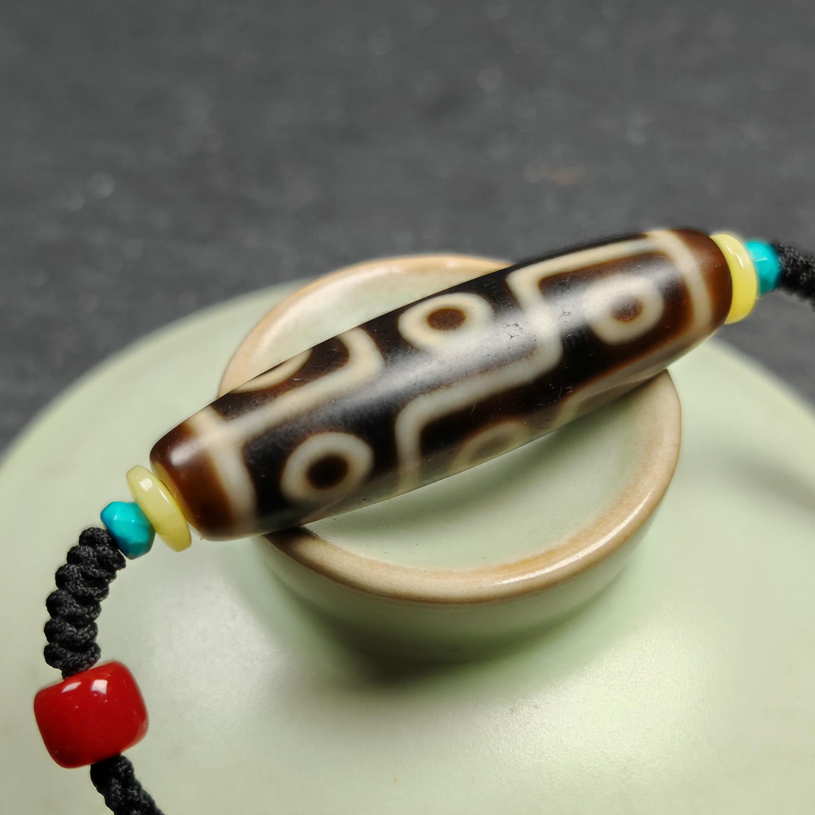Vintage 9 Eyes Dzi Bead Necklace | Tibetan Jewelry | Protection Charm for Ultimate & Compassion | Spiritual Gift | 41*11mm