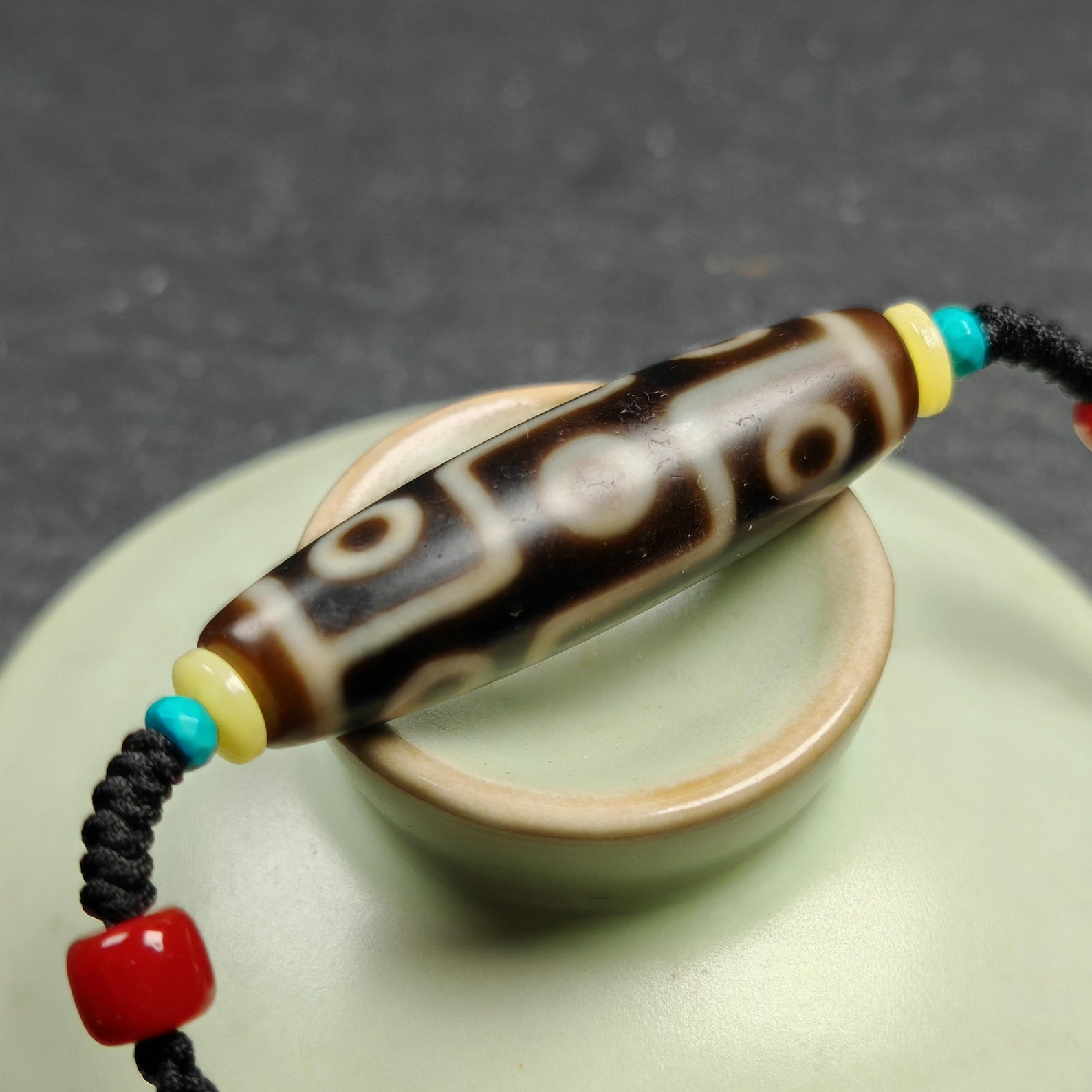 Vintage 9 Eyes Dzi Bead Necklace | Tibetan Jewelry | Protection Charm for Ultimate & Compassion | Spiritual Gift | 41*11mm