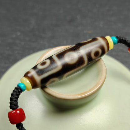 Vintage 9 Eyes Dzi Bead Necklace | Tibetan Jewelry | Protection Charm for Ultimate & Compassion | Spiritual Gift | 41*11mm