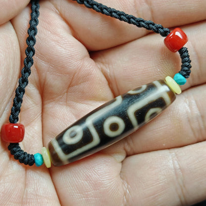 Vintage 9 Eyes Dzi Bead Necklace | Tibetan Jewelry | Protection Charm for Ultimate & Compassion | Spiritual Gift | 41*11mm