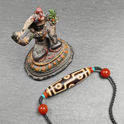 Vintage 9 Eyes Dzi Bead Necklace | Tibetan Jewelry | Protection Charm for Ultimate & Compassion | Spiritual Gift | 53*13mm