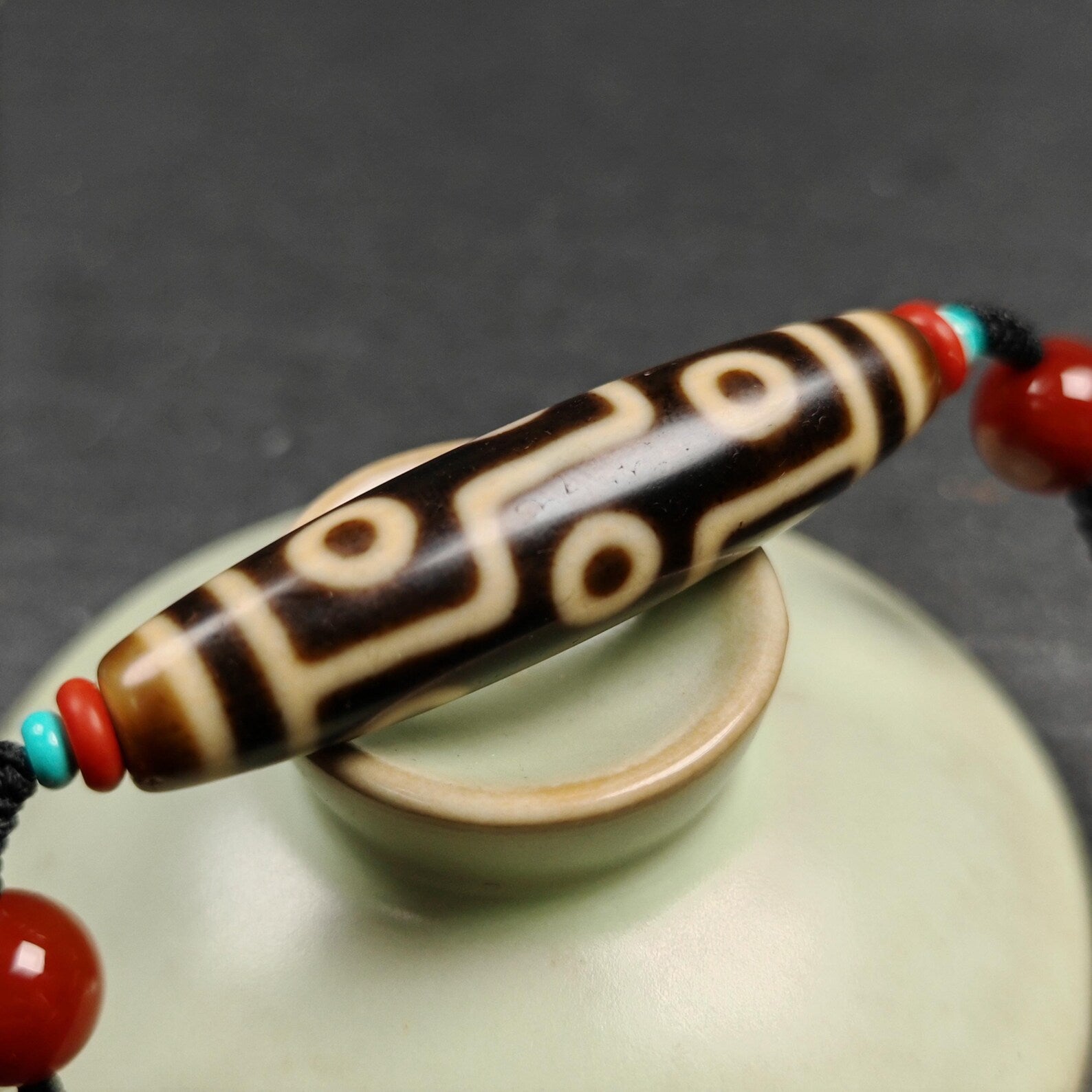 Vintage 9 Eyes Dzi Bead Necklace | Tibetan Jewelry | Protection Charm for Ultimate & Compassion | Spiritual Gift | 53*13mm