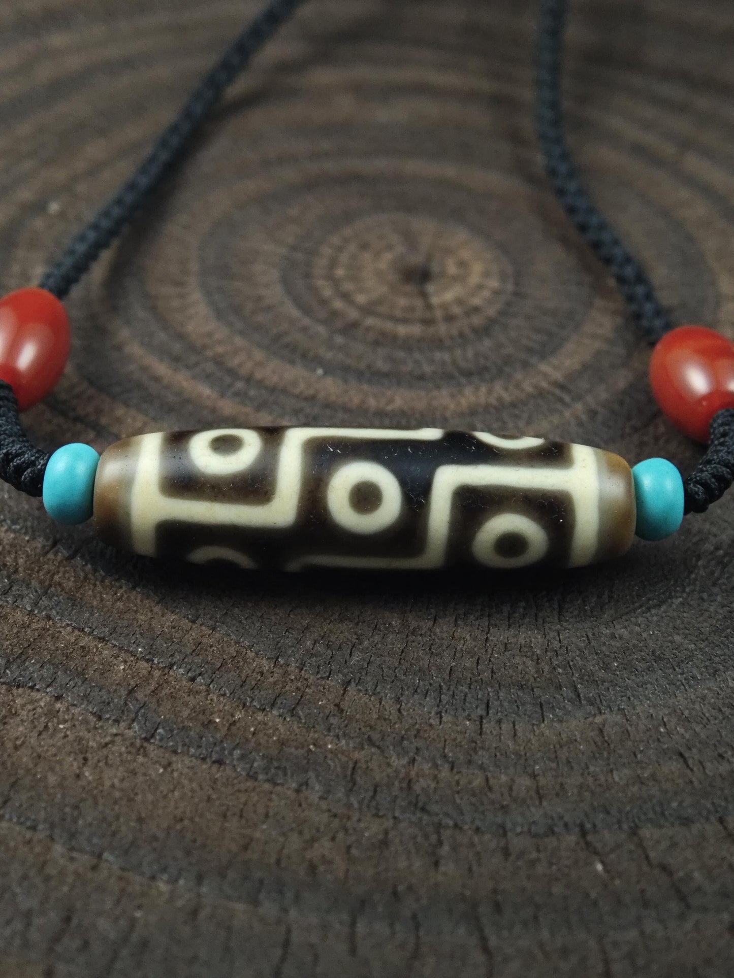 Vintage 9 Eyes Dzi Necklace | Tibetan Jewelry | Protection Charm for Ultimate & Compassion | Spiritual Gift | 40*11mm