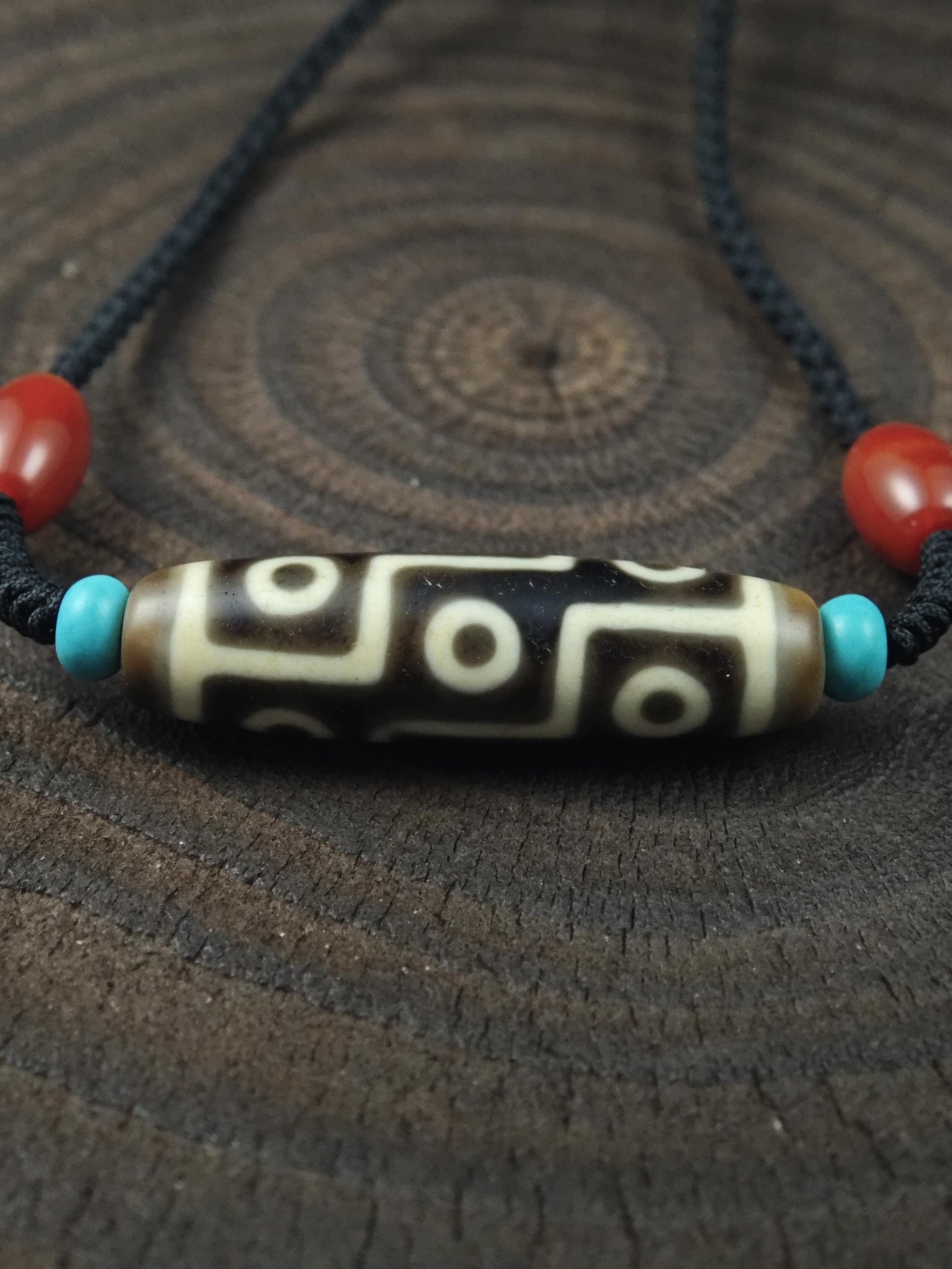 Vintage 9 Eyes Dzi Necklace | Tibetan Jewelry | Protection Charm for Ultimate & Compassion | Spiritual Gift | 40*11mm
