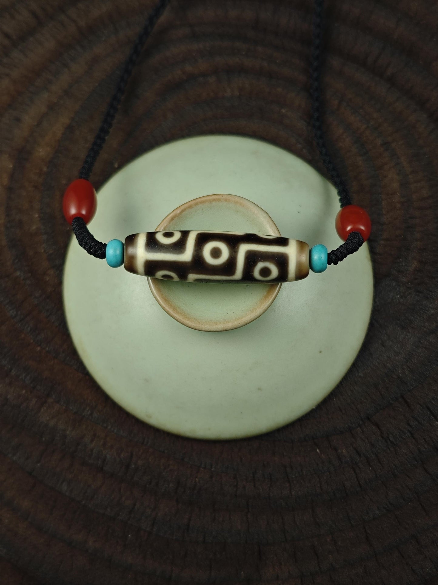 Vintage 9 Eyes Dzi Necklace | Tibetan Jewelry | Protection Charm for Ultimate & Compassion | Spiritual Gift | 40*11mm