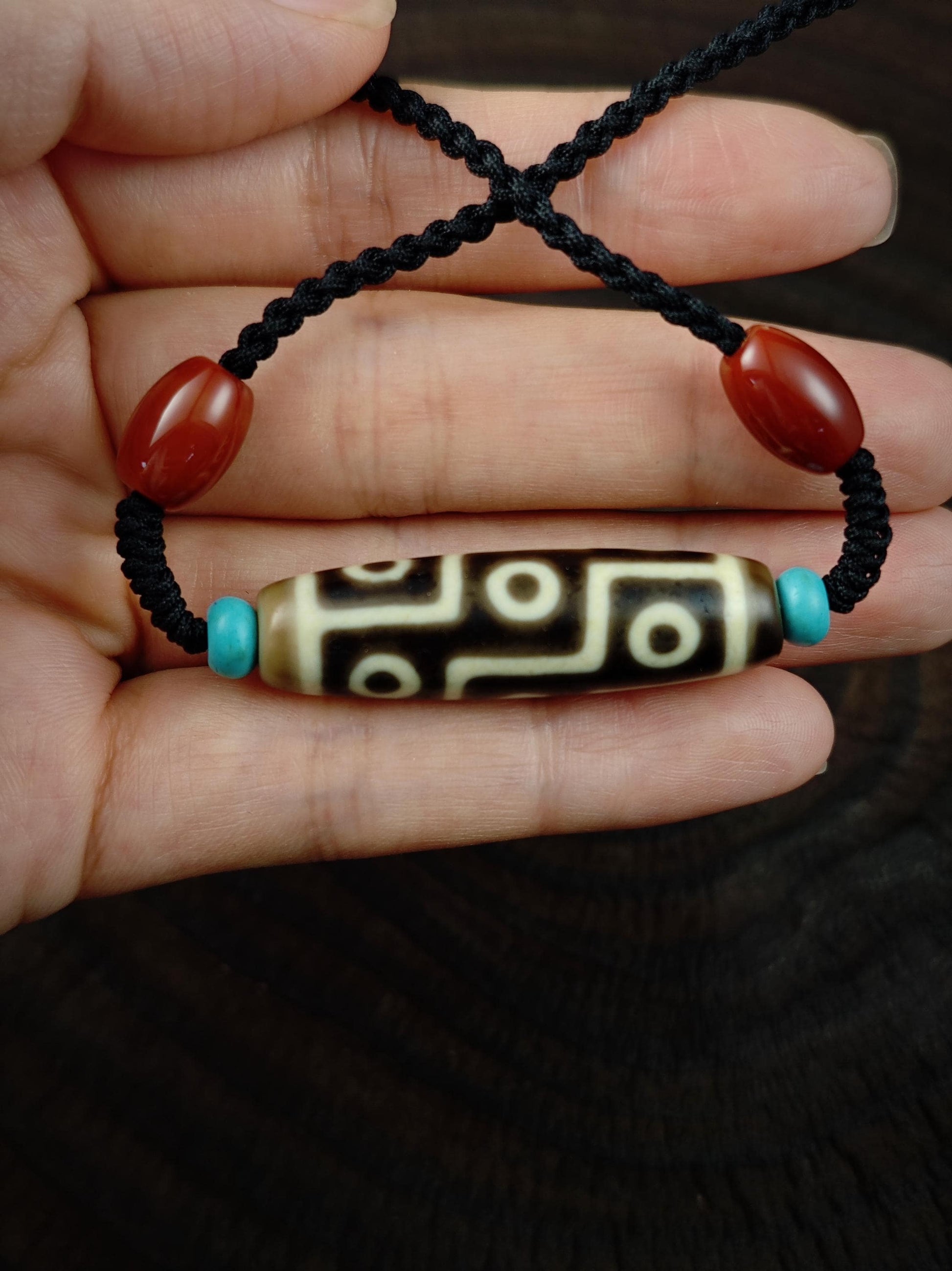 Vintage 9 Eyes Dzi Necklace | Tibetan Jewelry | Protection Charm for Ultimate & Compassion | Spiritual Gift | 40*11mm