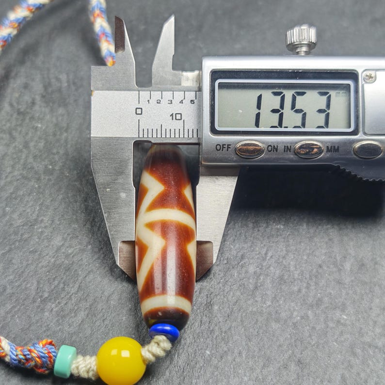 Vintage Fire Agate Dzi Necklace | Tibetan Dzi Protective Charm | Spiritual Gift | 48*13mm