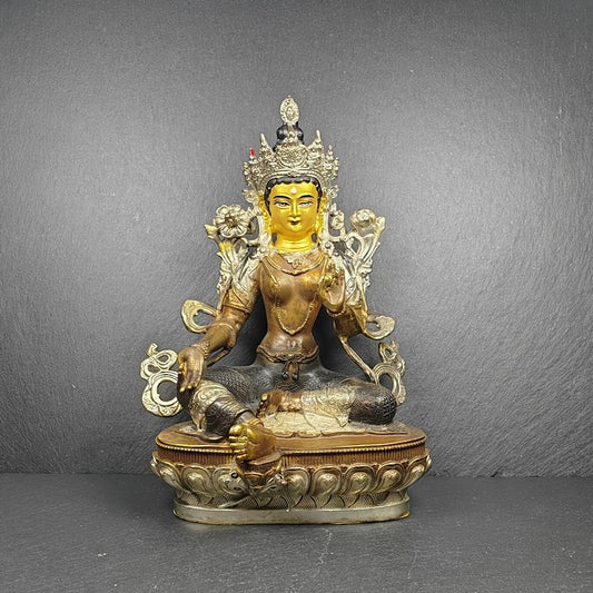 Vintage Green Tara Statue - Handmade Tibetan Buddha Statue - Fully Consecrated and Blessed - 40 Years Old