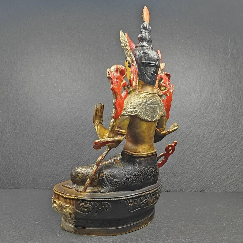 Vintage Green Tara Statue - Handmade Tibetan Buddha Statue - Fully Consecrated and Blessed - 40 Years Old