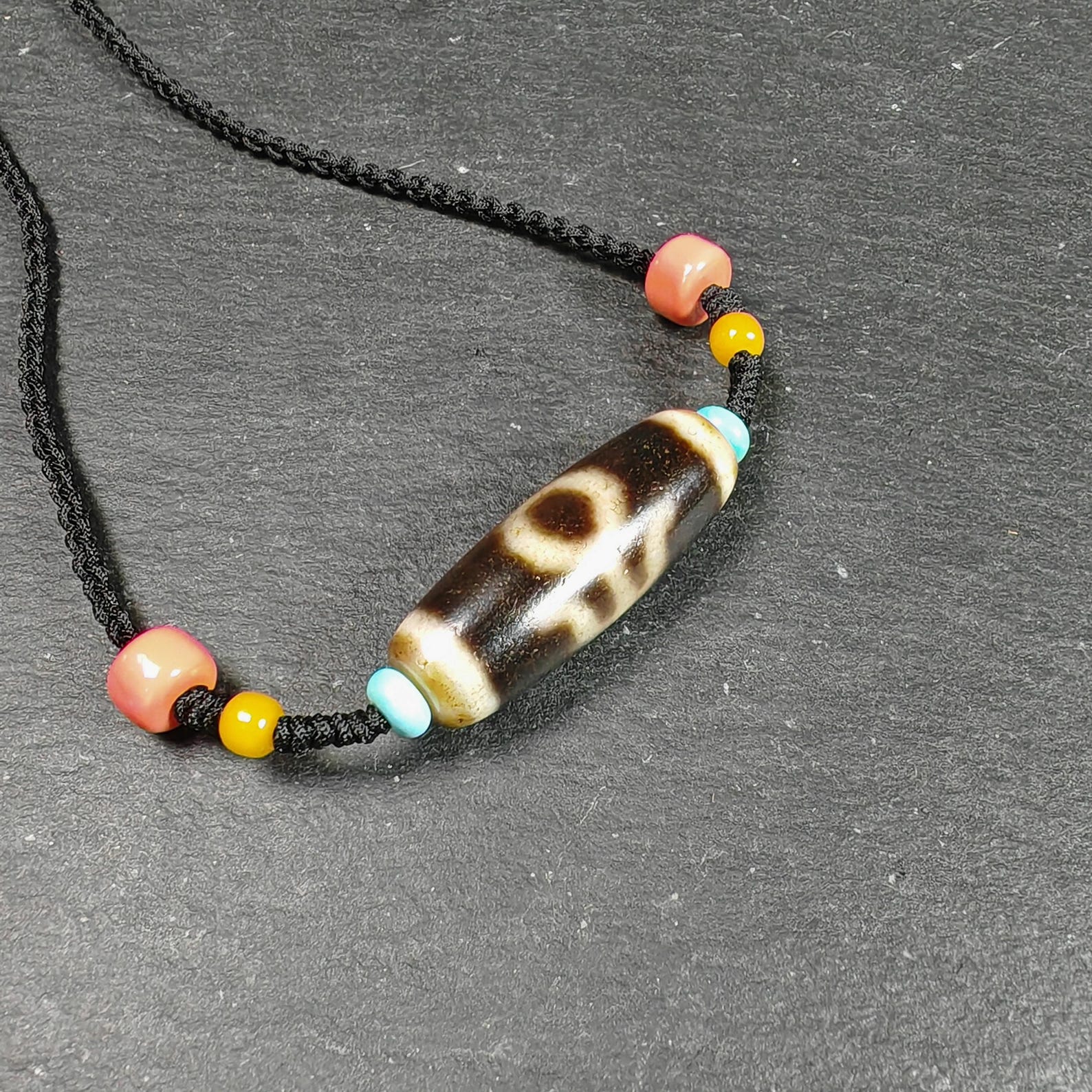 Vintage Nobleman Dzi Bead Necklace | Tibetan Jewelry | Protection Charm for Wealth & Networking | Spiritual Gift | 35*12mm