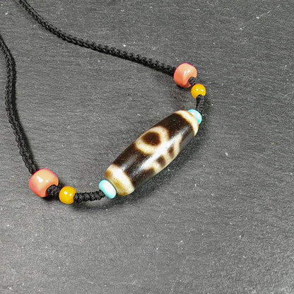 Vintage Nobleman Dzi Bead Necklace | Tibetan Jewelry | Protection Charm for Wealth & Networking | Spiritual Gift | 35*12mm