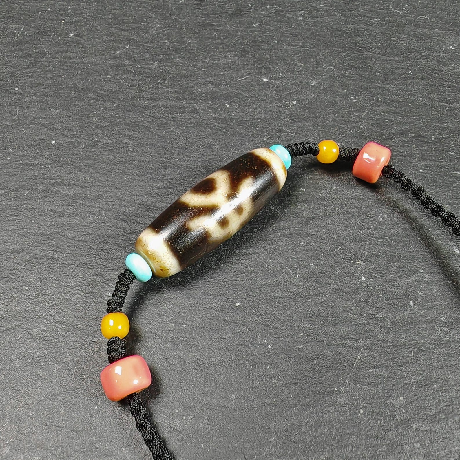 Vintage Nobleman Dzi Bead Necklace | Tibetan Jewelry | Protection Charm for Wealth & Networking | Spiritual Gift | 35*12mm