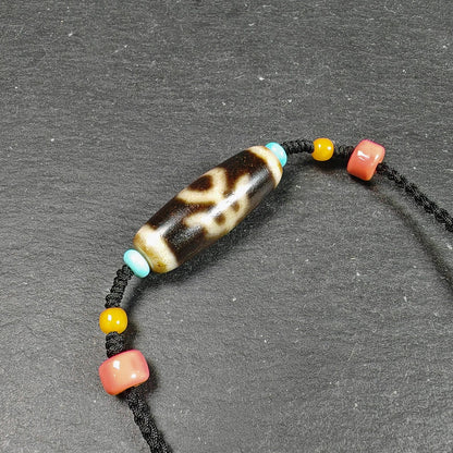 Vintage Nobleman Dzi Bead Necklace | Tibetan Jewelry | Protection Charm for Wealth & Networking | Spiritual Gift | 35*12mm
