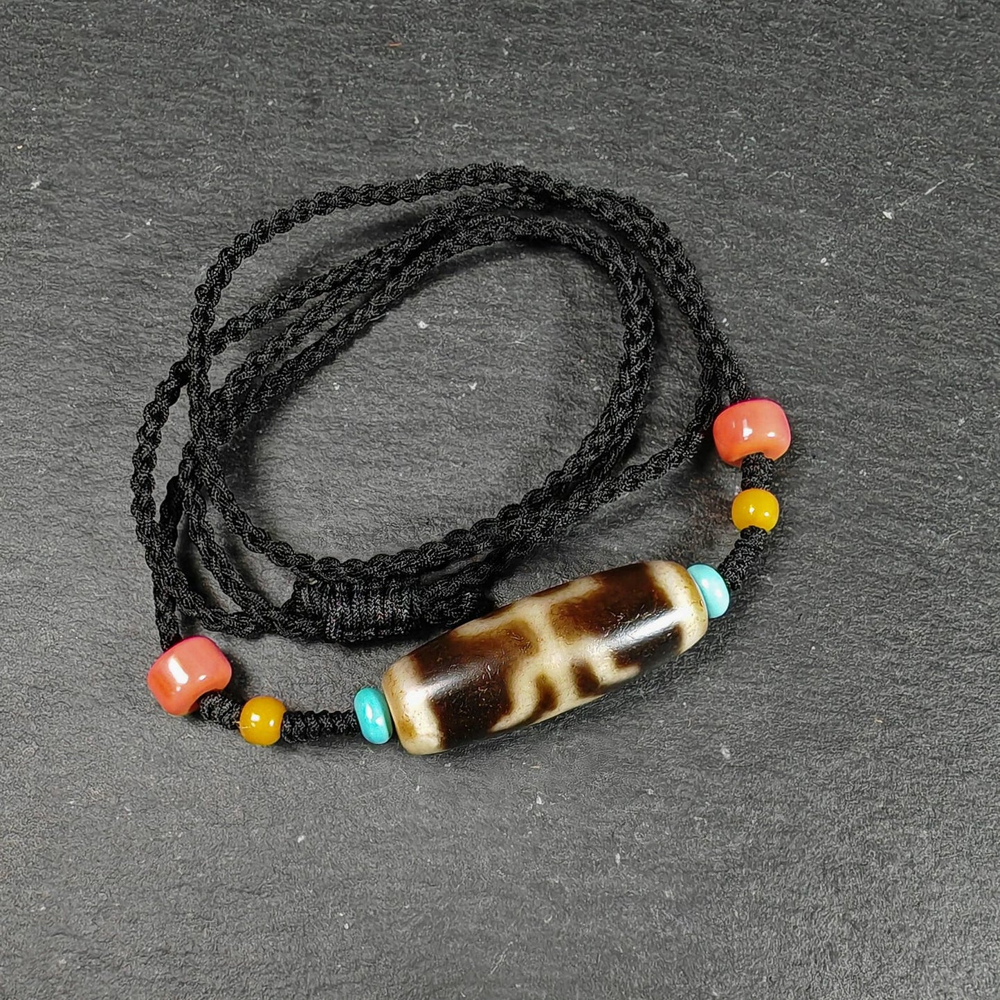 Vintage Nobleman Dzi Bead Necklace | Tibetan Jewelry | Protection Charm for Wealth & Networking | Spiritual Gift | 35*12mm