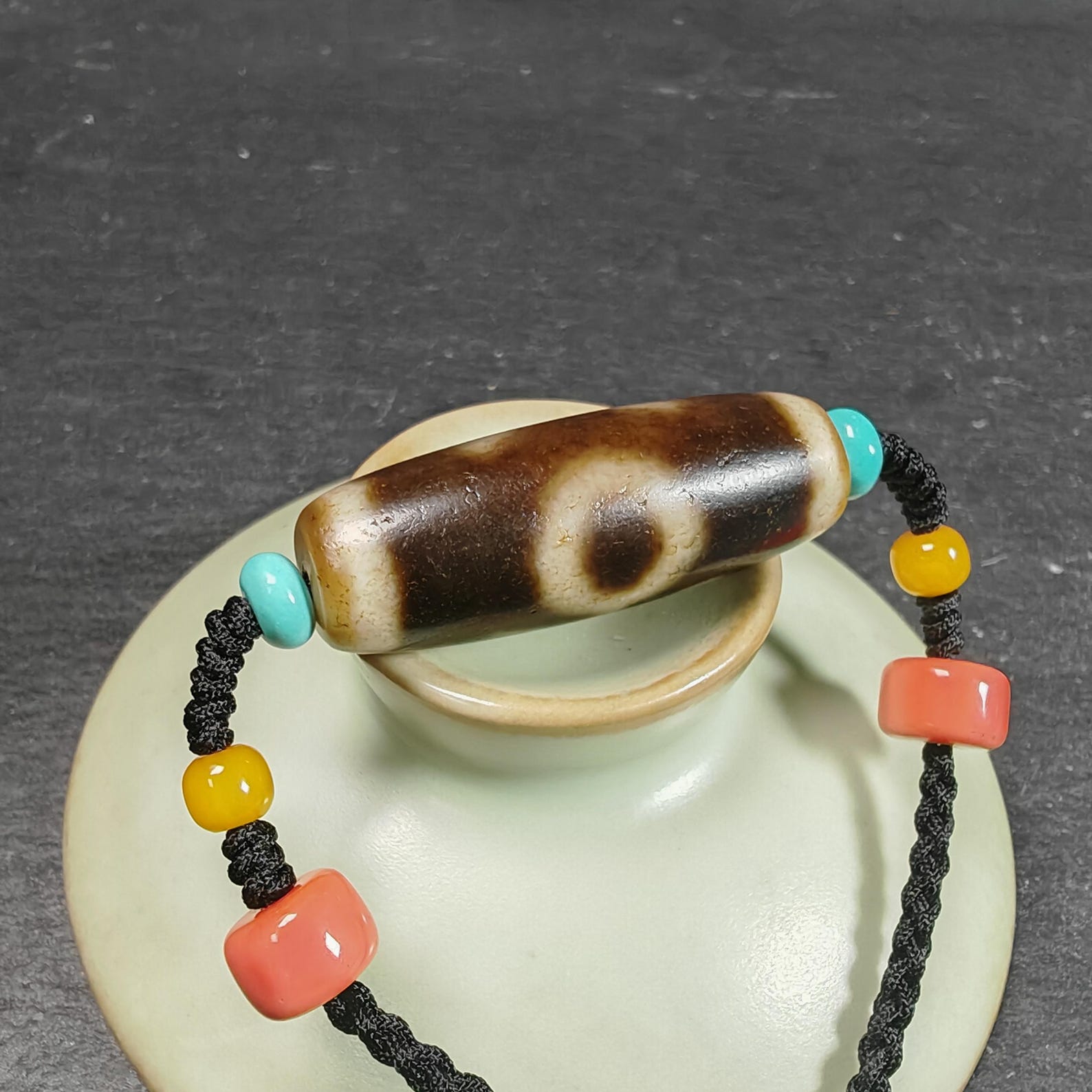 Vintage Nobleman Dzi Bead Necklace | Tibetan Jewelry | Protection Charm for Wealth & Networking | Spiritual Gift | 35*12mm