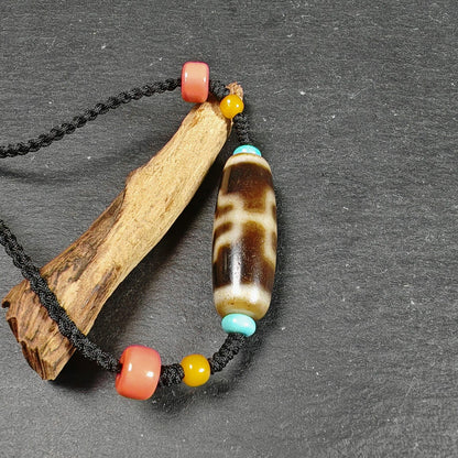 Vintage Nobleman Dzi Bead Necklace | Tibetan Jewelry | Protection Charm for Wealth & Networking | Spiritual Gift | 35*12mm