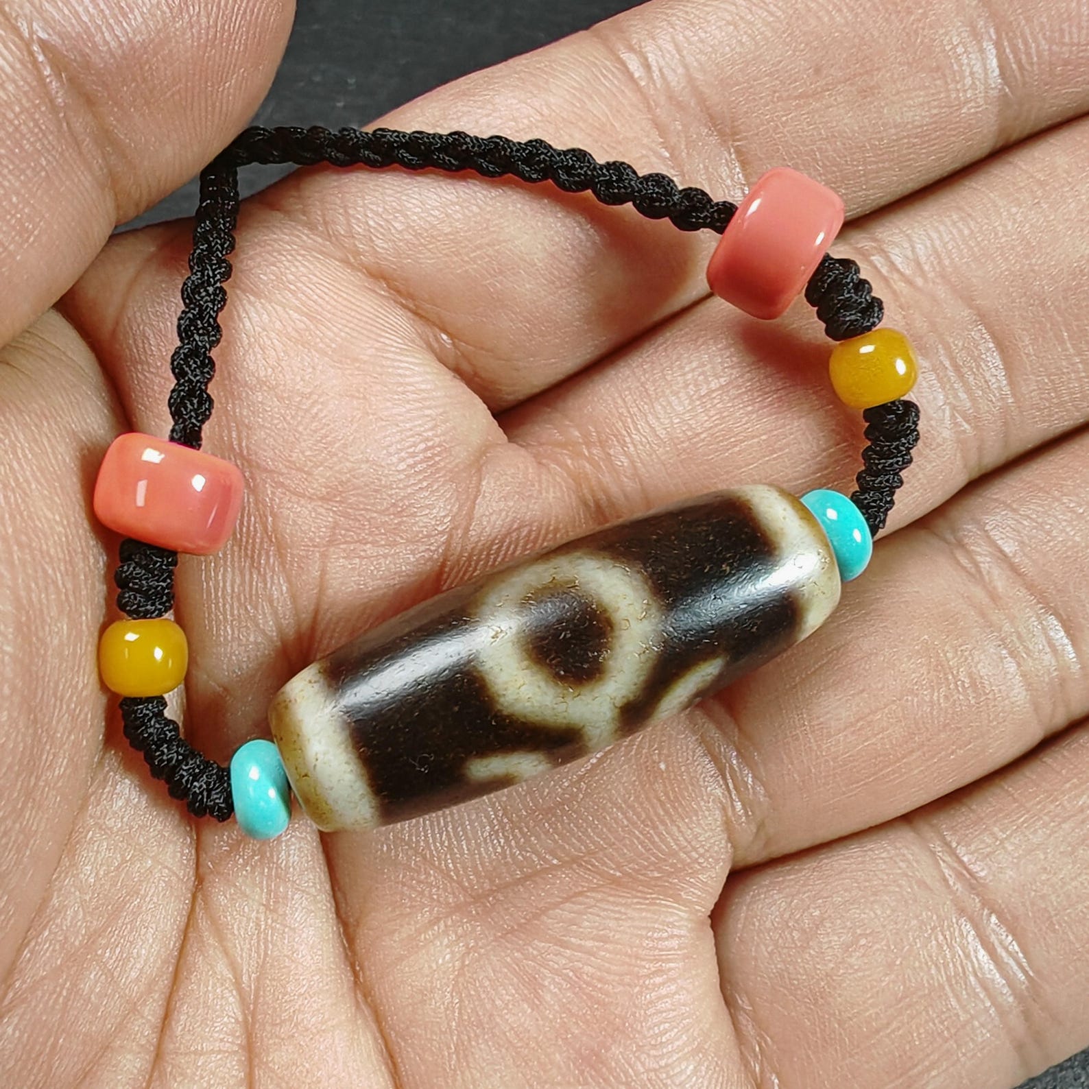Vintage Nobleman Dzi Bead Necklace | Tibetan Jewelry | Protection Charm for Wealth & Networking | Spiritual Gift | 35*12mm