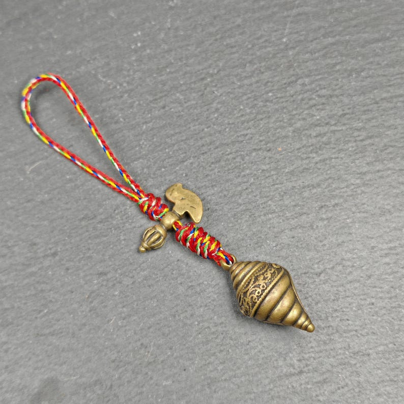 Vintage Shankha Shell - Divine Conch Amulet - Tibetan Protective Pendant - Portable Bottle - Made of Brass