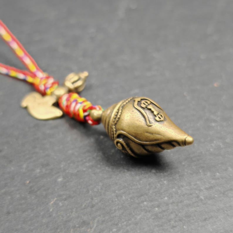 Vintage Shankha Shell - Divine Conch Amulet - Tibetan Protective Pendant - Portable Bottle - Made of Brass