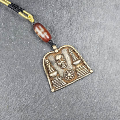 Vintage Skull Citipati Stupa Amulet - 34*40mm - Tibetan Buddhist amulet, front view