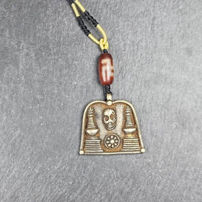 Vintage Skull Citipati Stupa Amulet - 34*40mm - Tibetan Buddhist amulet, view 6